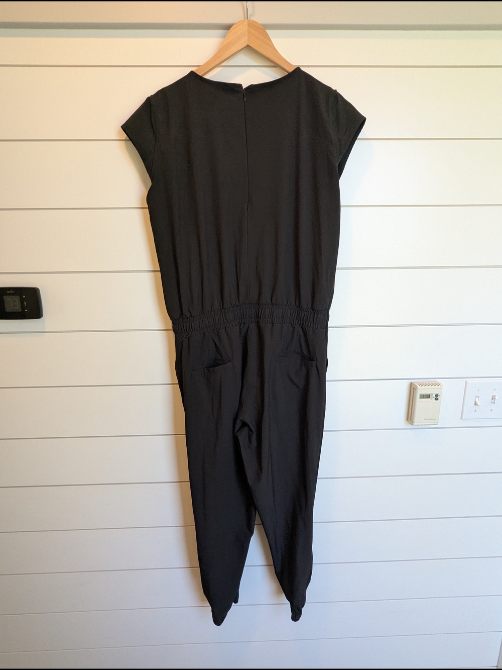Albion Black Short Sleeve Jumpsuit Jogger Size Large Petite Athleisure - Picture 6 of 11